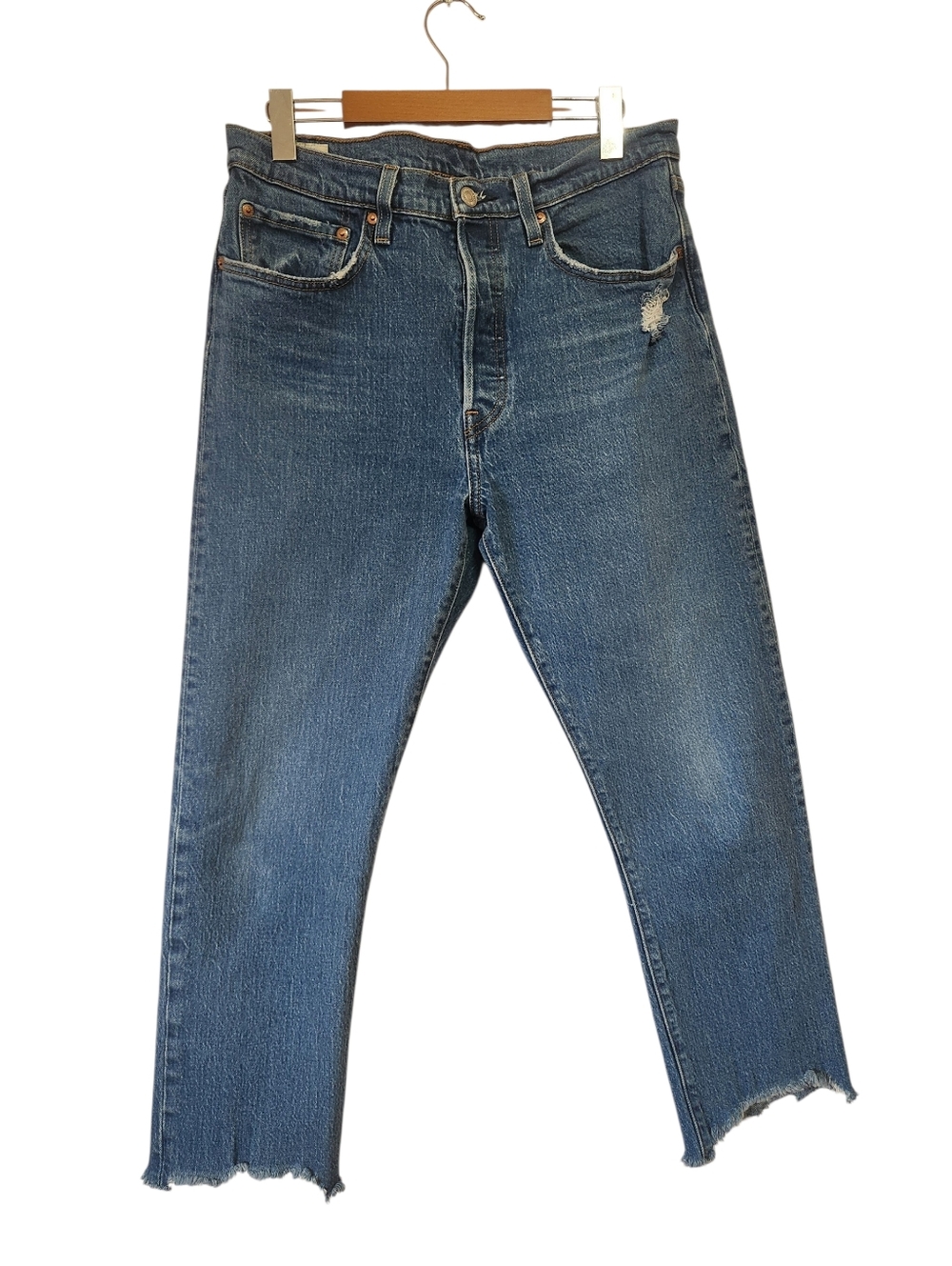 Levi's 501 Original Cropped High Rise Straight Leg Jeans Charleston Fun Size 30